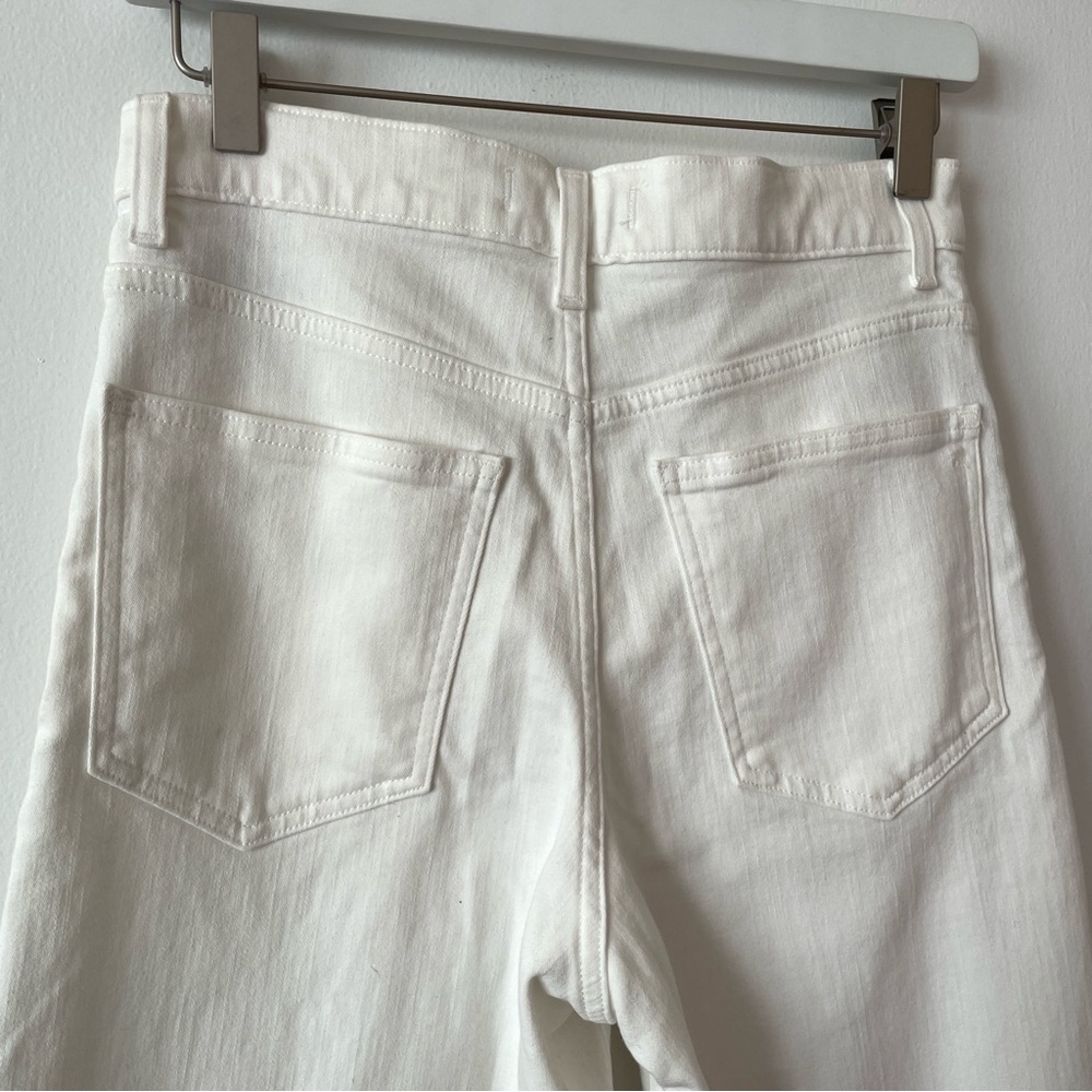 Madewell white flared wide leg cropped jeans raw hem high-rise magic pocket 27 - Picture 13 of 13